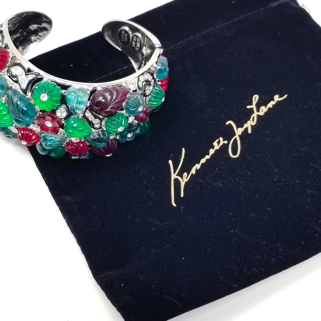 Kenneth Jay Lane KJL Art Deco Tutti Frutti Fruit Salad Cuff Bracelet