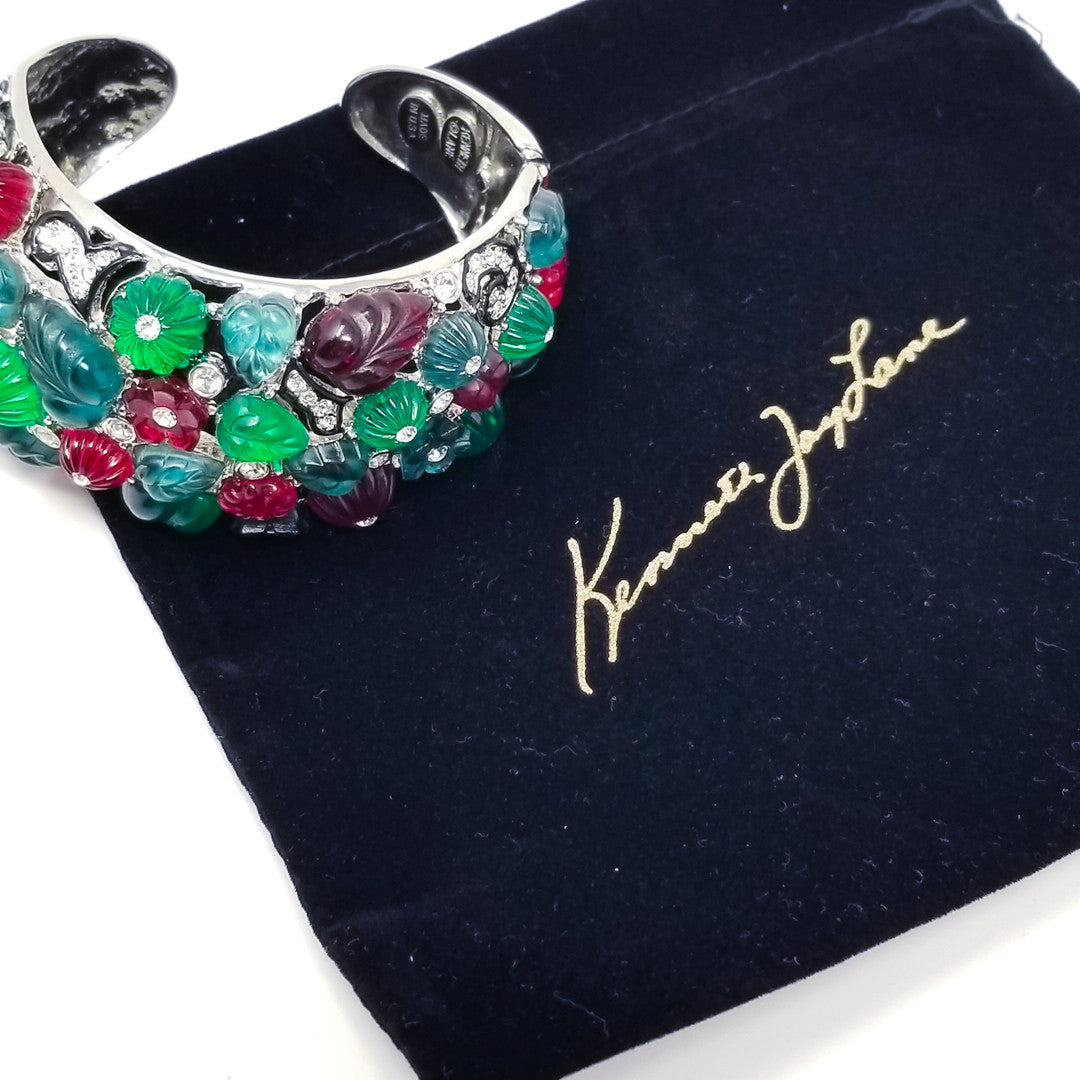 Kenneth Jay Lane KJL Art Deco Tutti Frutti Fruit Salad Cuff Bracelet