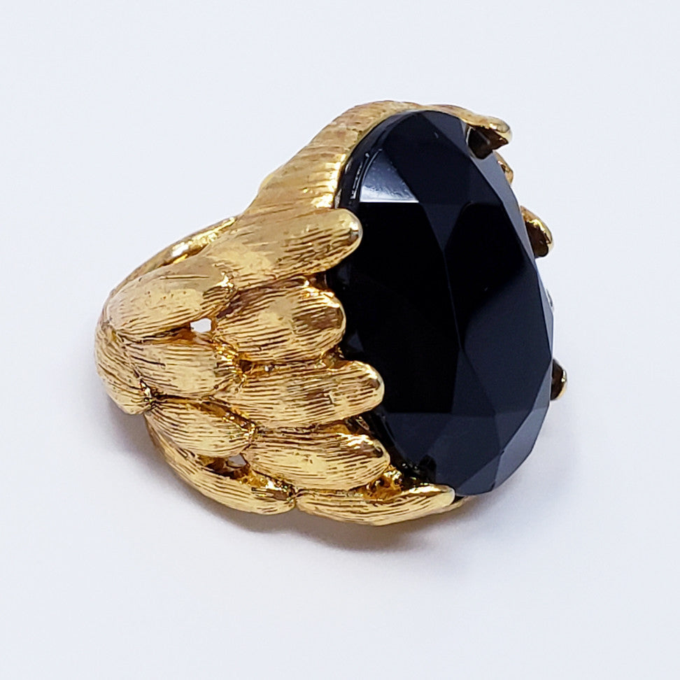 Oscar de la Renta Jet Black Monarch Statement Ring in Gold
