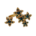 Oscar de la Renta Crystal Floating Flowers Statement Ring In Gold