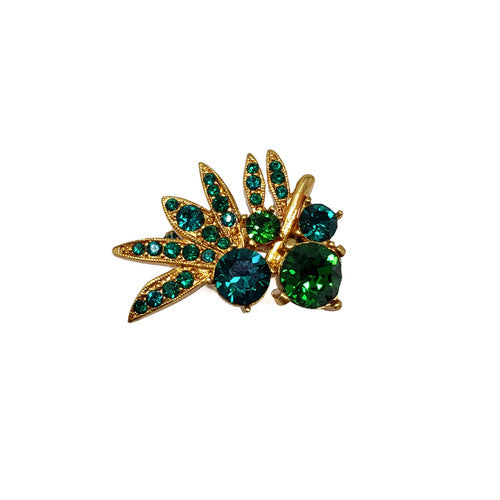 Oscar de la Renta Crystal Tropical Palm Statement Ring In Gold