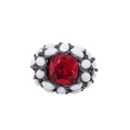 Kenneth Jay Lane KJL Swarovski Crystal & Cabochon Dome Ring in Red & White