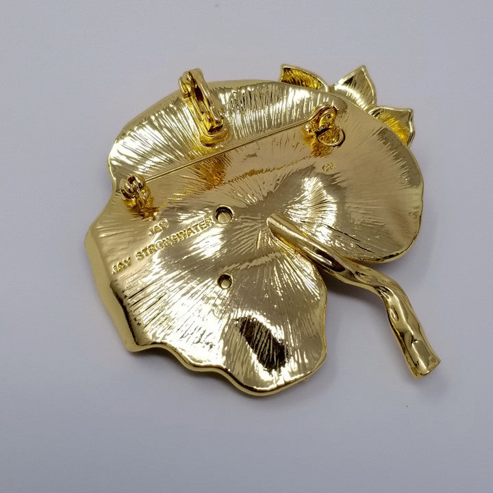 Jay Strongwater Frog and Lily Pad Pin + Pendant