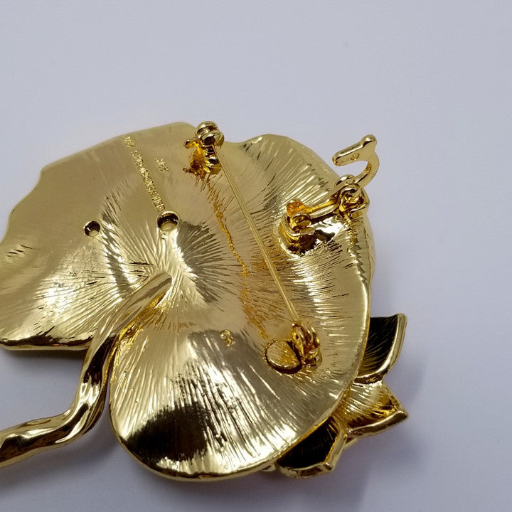 Jay Strongwater Frog and Lily Pad Pin + Pendant