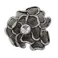 Kenneth Jay Lane KJL Gunmetal & Clear Crystal Flower Pin