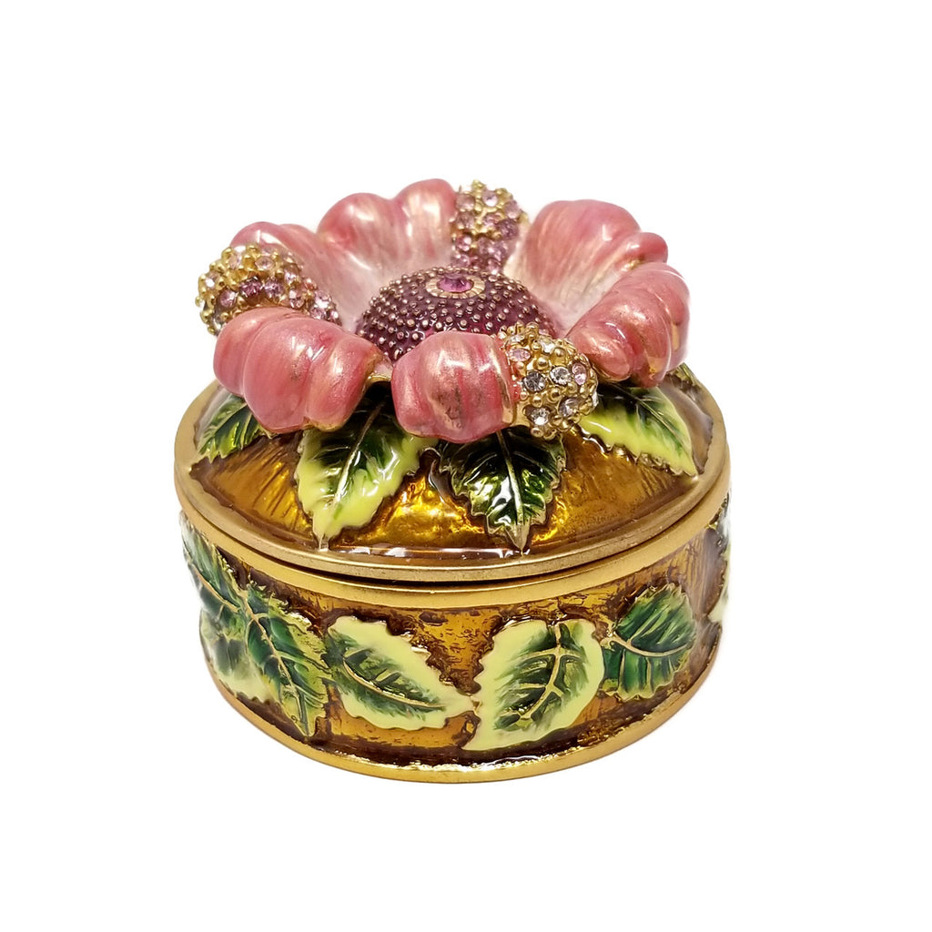 Jay Strongwater Enamel Rose Trinket Box