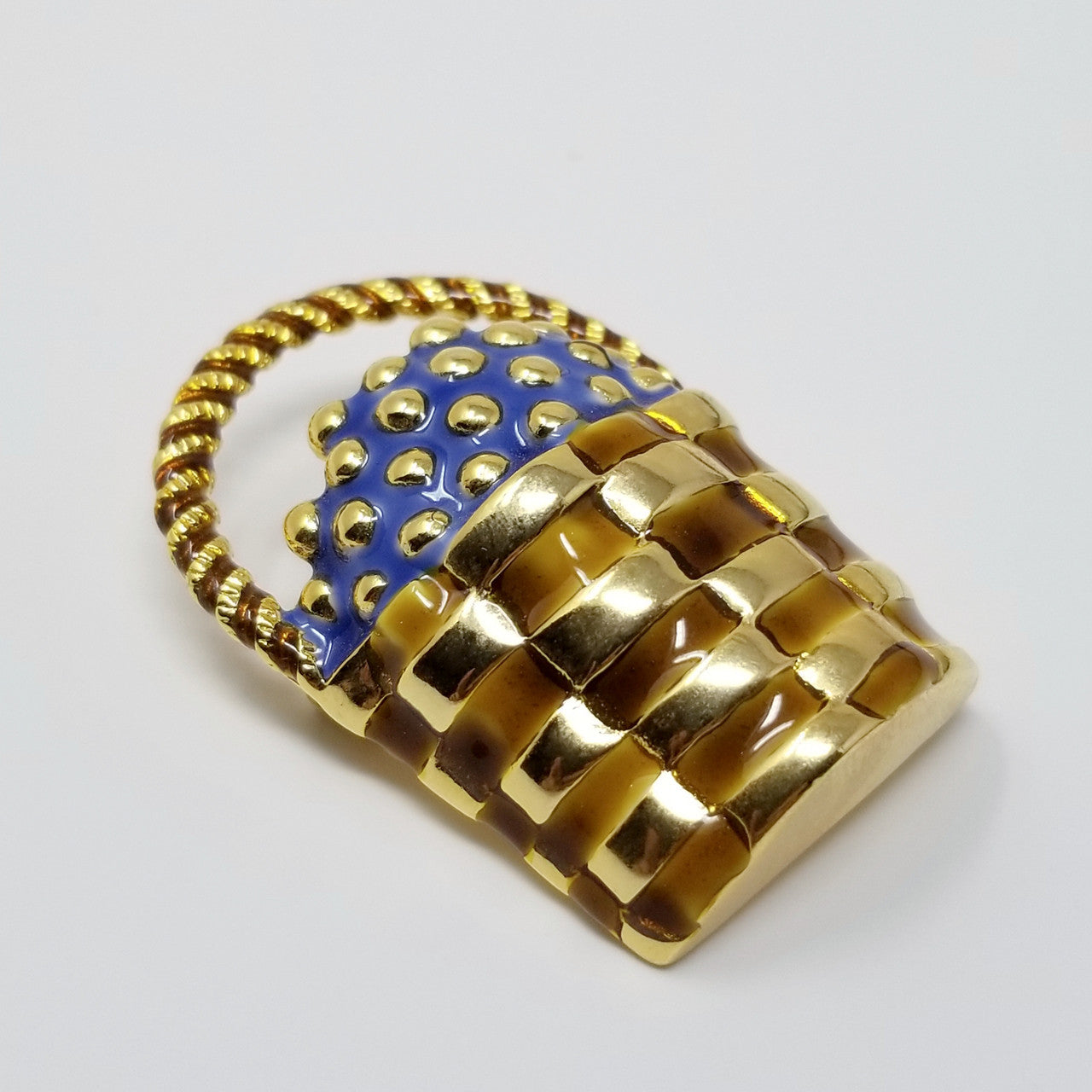 Kenneth Jay Lane KJL Picnic Berry Basket Brooch Pin