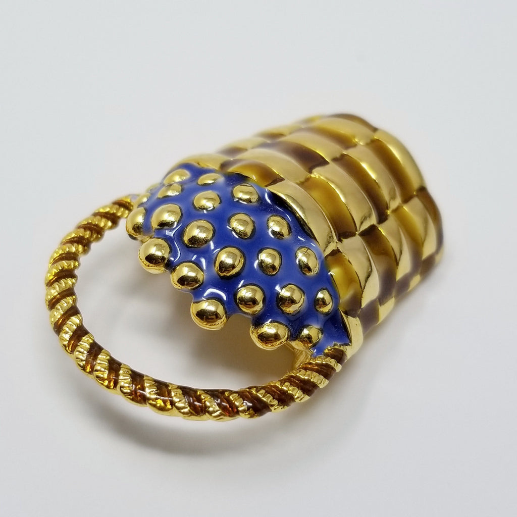 Kenneth Jay Lane KJL Picnic Berry Basket Brooch Pin