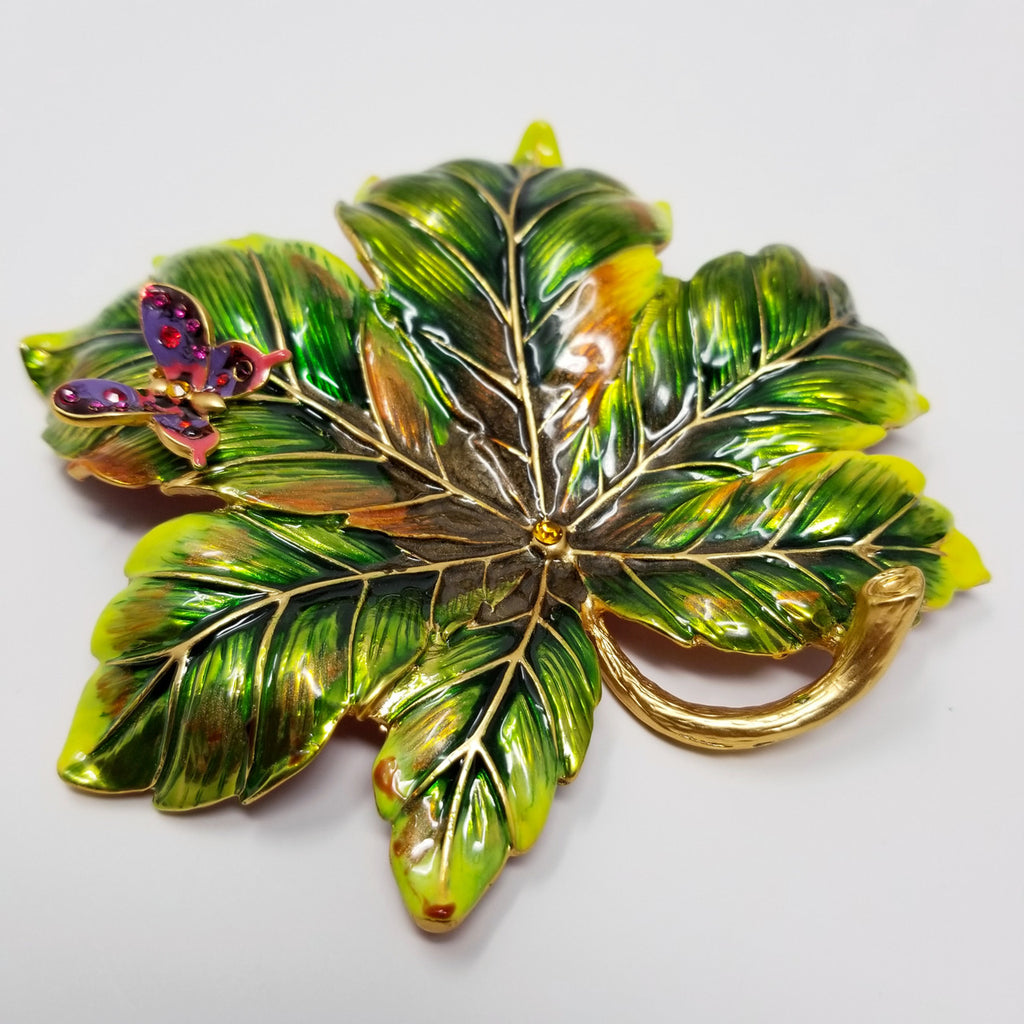 Jay Strongwater Enamel Painted Leaf Tray