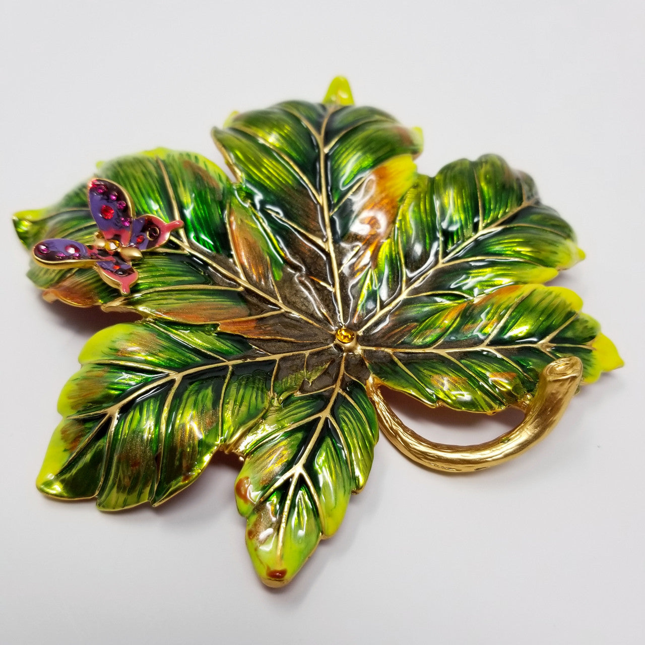 Jay Strongwater Enamel Painted Leaf Tray