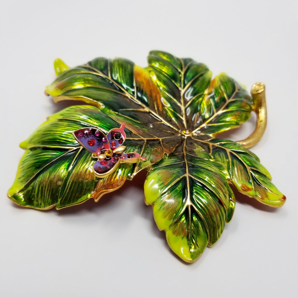 Jay Strongwater Enamel Painted Leaf Tray