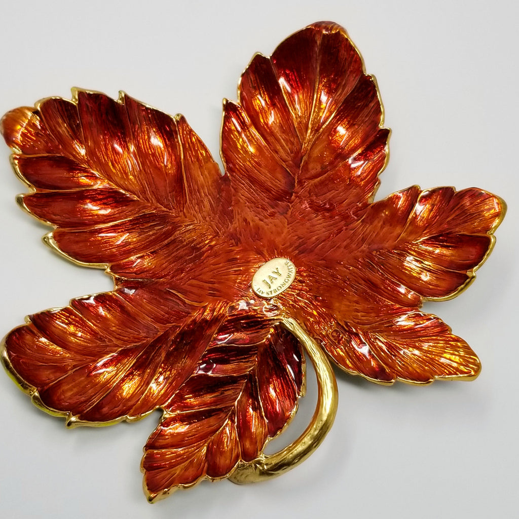 Jay Strongwater Enamel Painted Leaf Tray