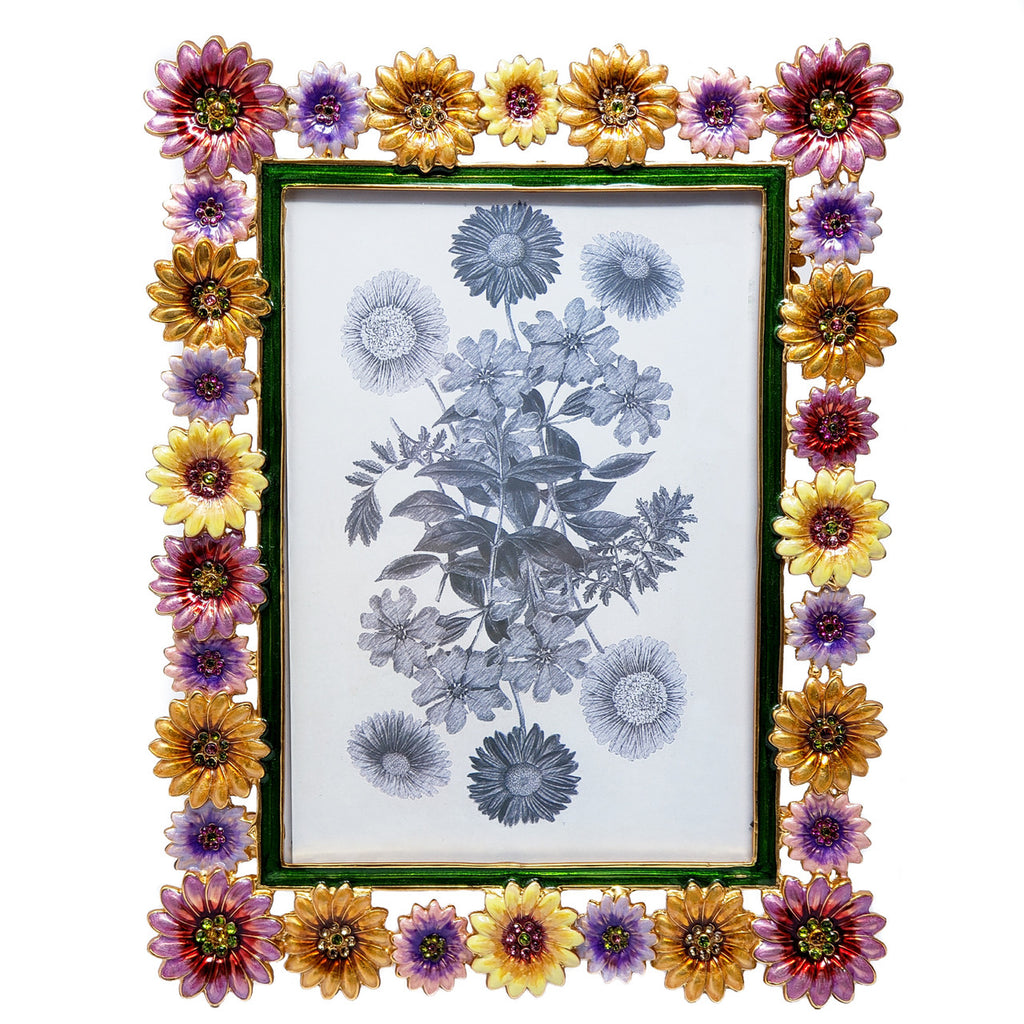 Jay Strongwater Daisy May Enamel and Crystal Rectangular Photo Frame