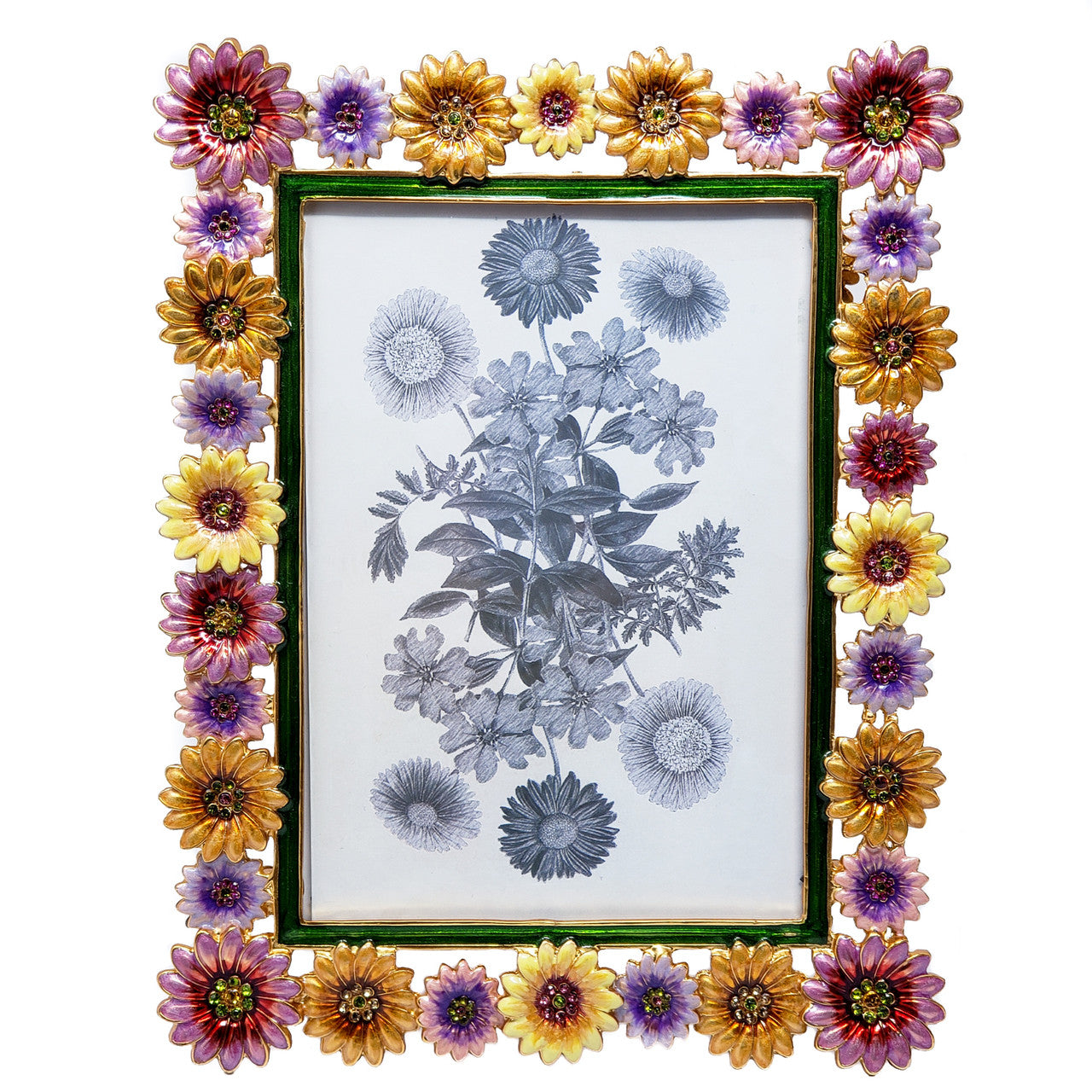 Jay Strongwater Daisy May Enamel and Crystal Rectangular Photo Frame