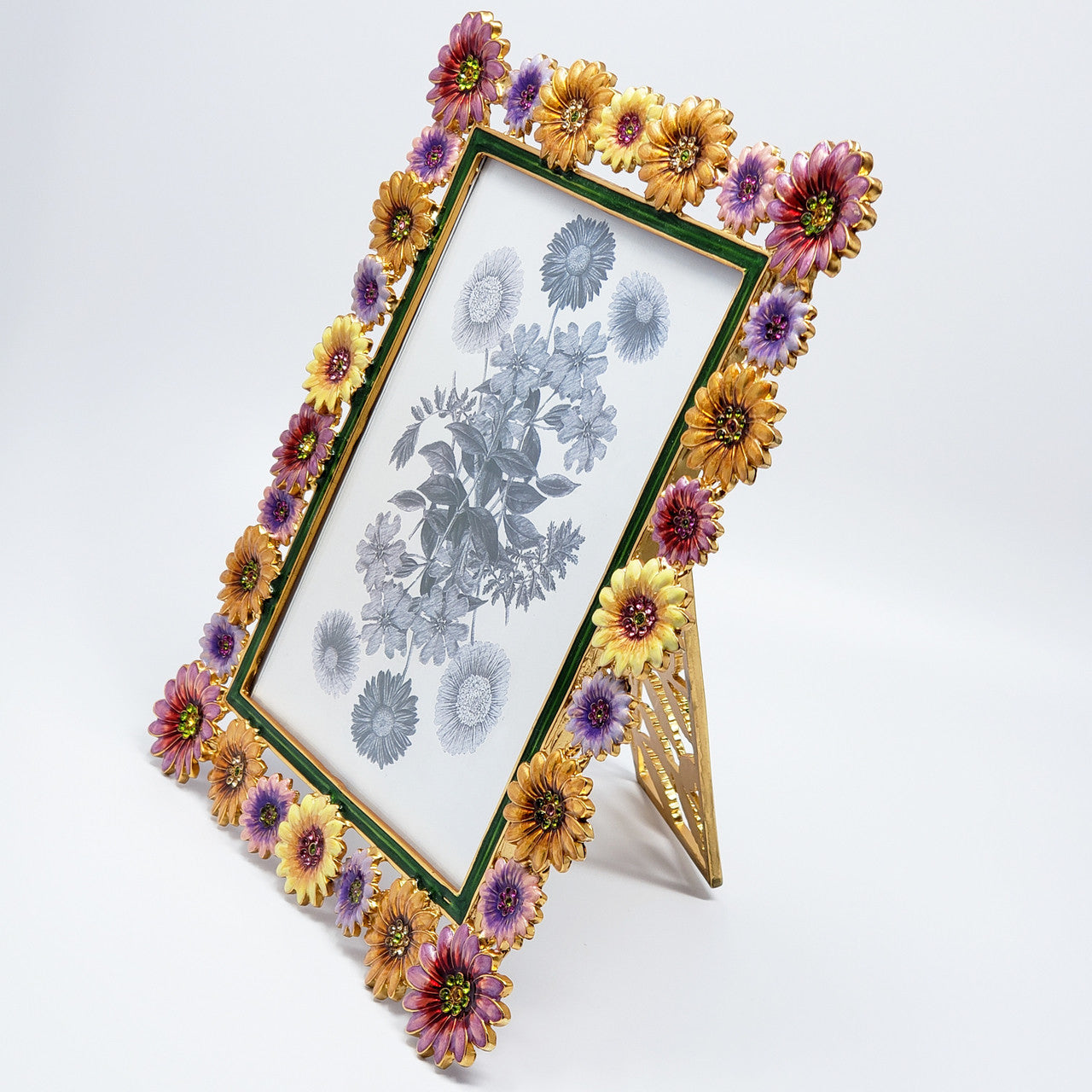 Jay Strongwater Daisy May Enamel and Crystal Rectangular Photo Frame