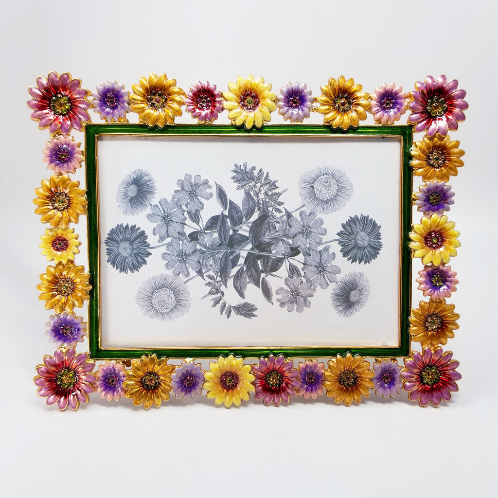 Jay Strongwater Daisy May Enamel and Crystal Rectangular Photo Frame