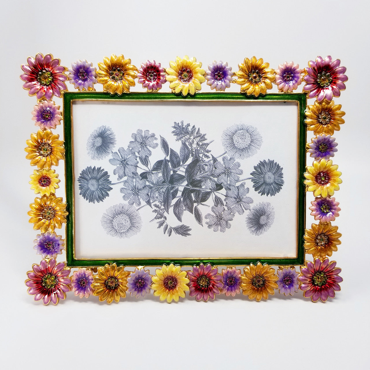 Jay Strongwater Daisy May Enamel and Crystal Rectangular Photo Frame