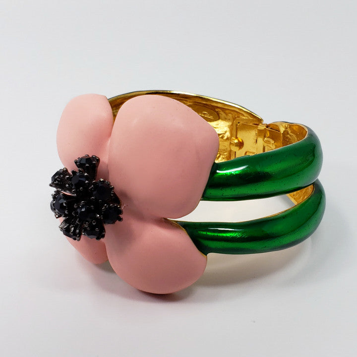 Oscar de la Renta Soft Pink & Green Flower Bracelet