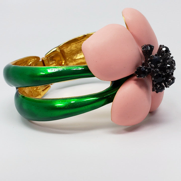 Oscar de la Renta Soft Pink & Green Flower Bracelet