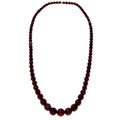 Red Cherry Amber Bakelite 28.5" Faceted Graduated Bead Necklace