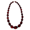 Red Cherry Amber Bakelite 24" Graduated Faceted Bead Necklace
