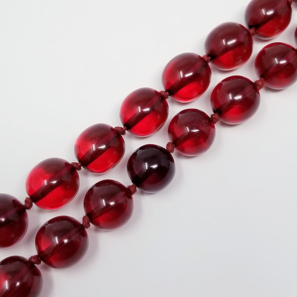 Red Cherry Amber Bakelite 46" Rope Bead Necklace