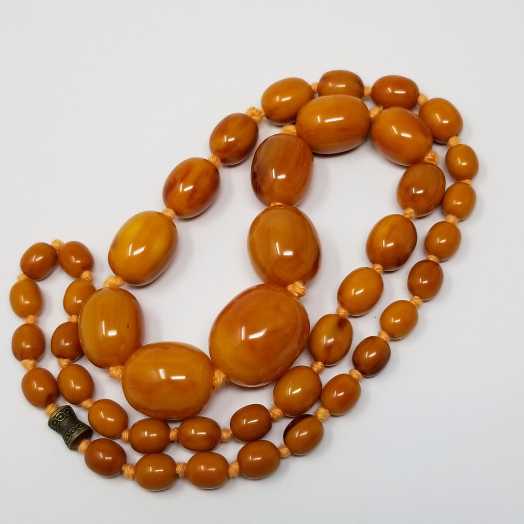 Vintage Butterscotch Amber Bakelite 29" Graduated Bead Necklace