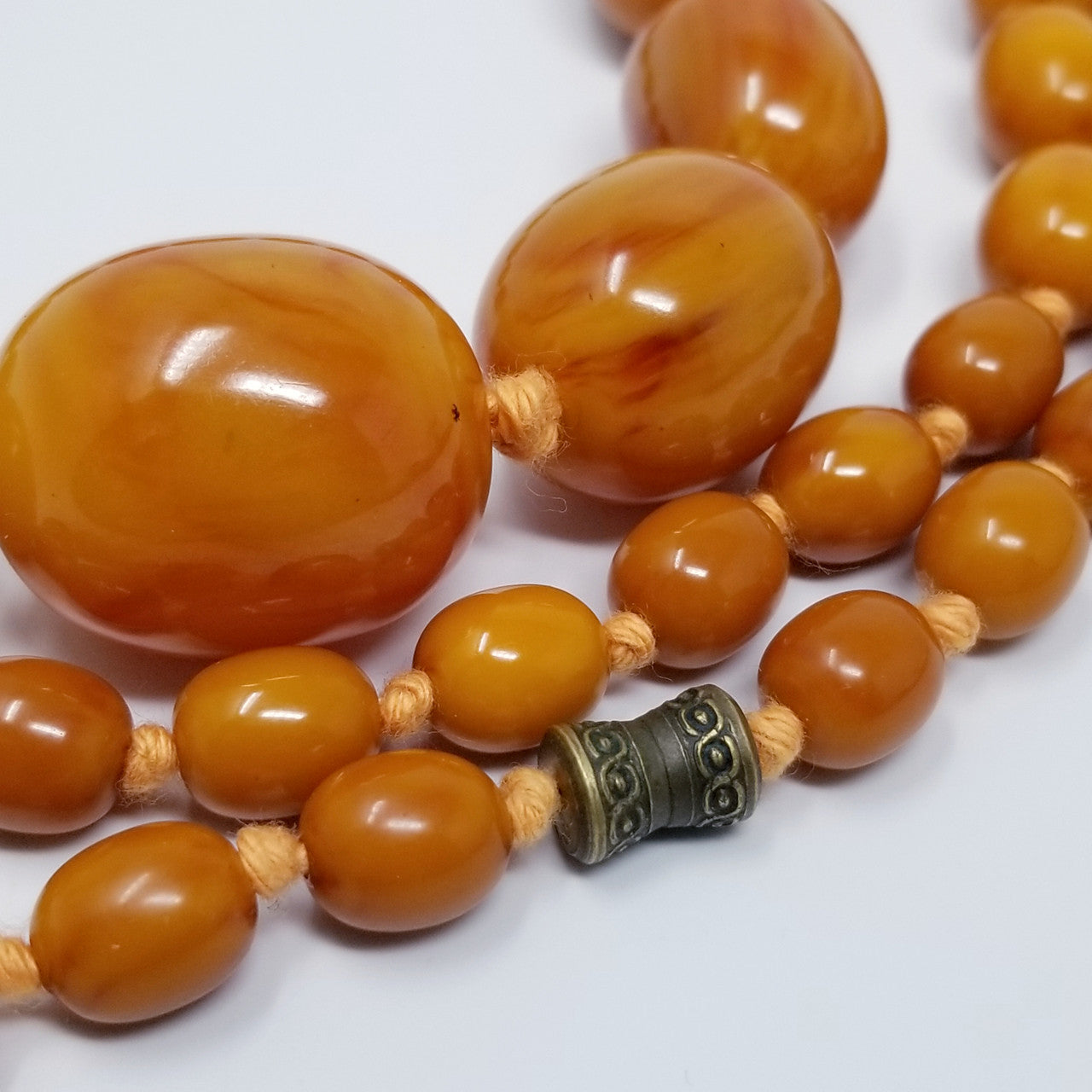 Vintage Butterscotch Amber Bakelite 29" Graduated Bead Necklace