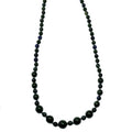 Dark Green & Blue Marbled Bakelite 59" Long Alternating Bead Necklace