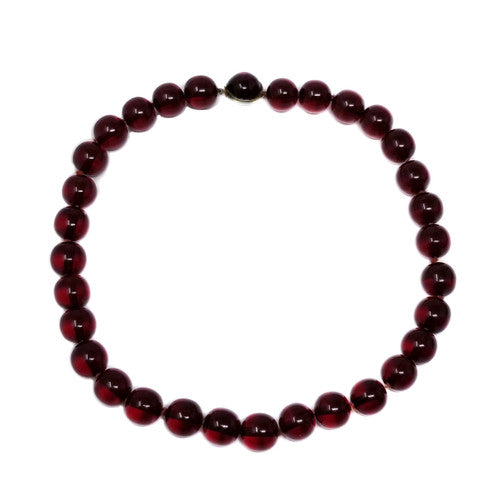 Red Cherry Amber Bakelite 17.5" Round Bead Choker Necklace