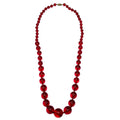 Bright Candy Red Vintage Plastic 27" Graduated Bead Necklace
