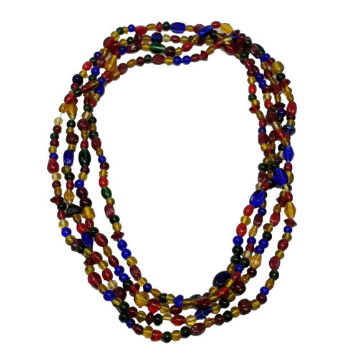 Vintage Hand Blown Venetian Multicolor Glass Extra Long 94" Rope Necklace