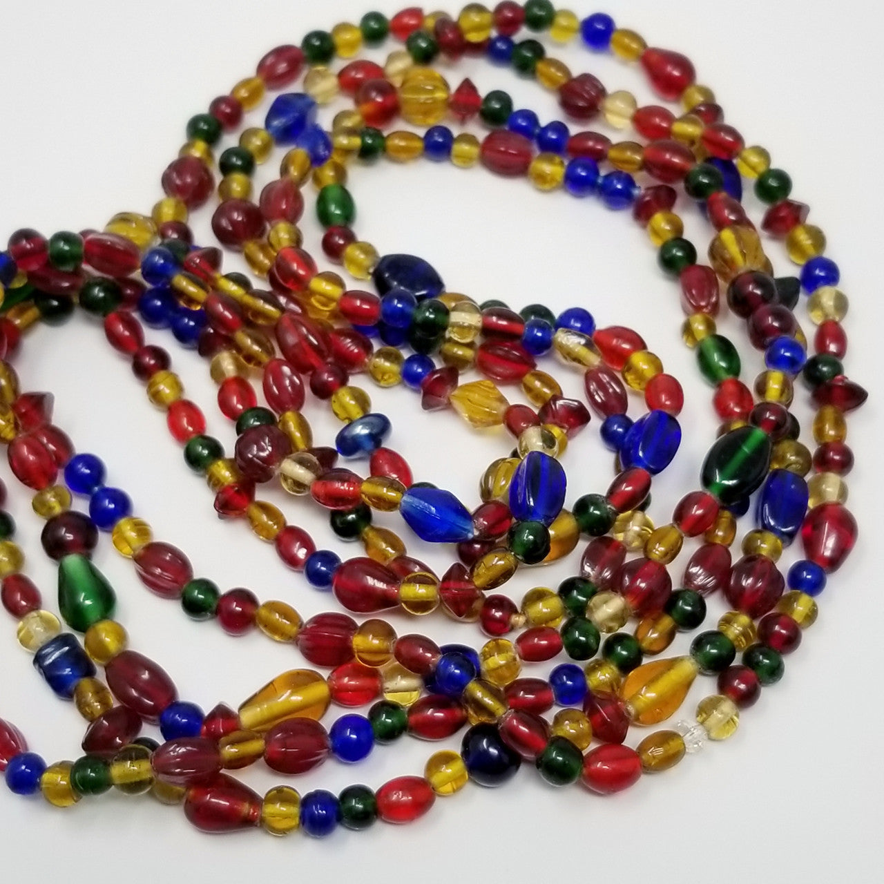 Vintage Hand Blown Venetian Multicolor Glass Extra Long 94" Rope Necklace
