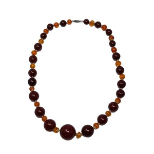Red Cherry Amber & Honey Bakelite 18.5" Alternating Graduated Bead Choker Necklace
