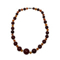 Red Cherry Amber & Honey Bakelite 18.5" Alternating Graduated Bead Choker Necklace