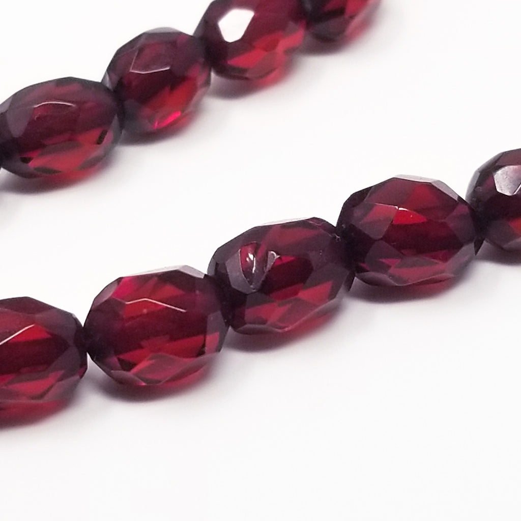 Red Cherry Amber Bakelite 44.5" Faceted Graduated Bead Necklace