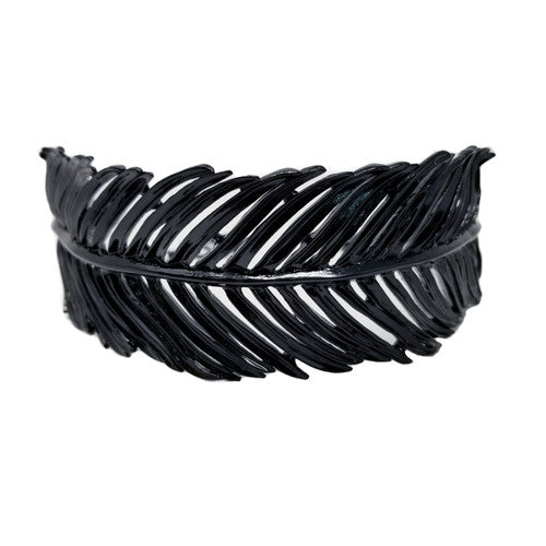 Oscar de la Renta Black Palm Leaf Collar Necklace