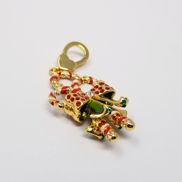 Jay Strongwater Christmas Candy Cane Charm, Red and White Crystals and Enamel