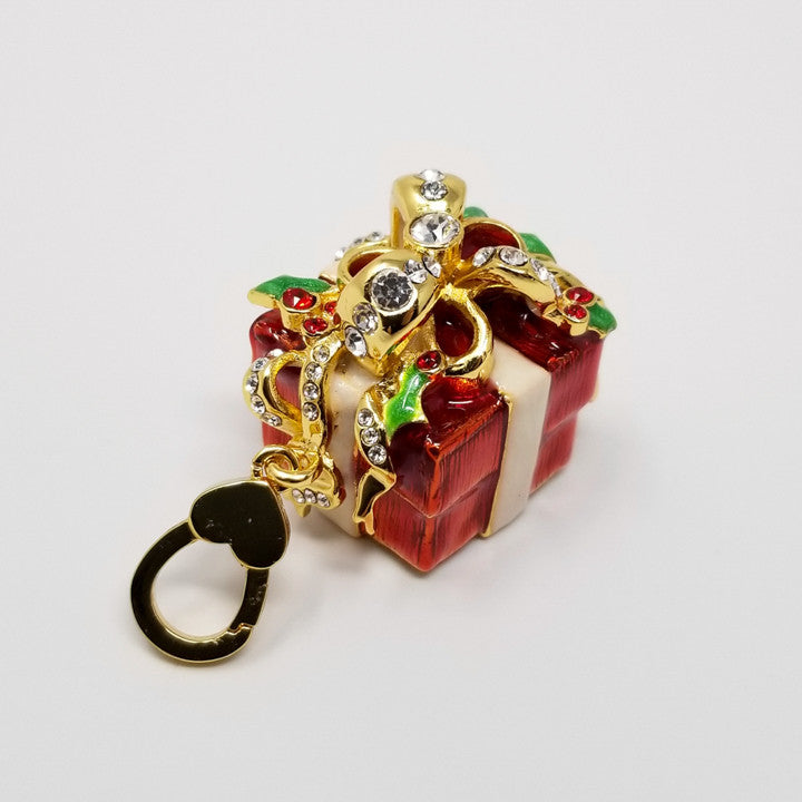 JAY Jay Strongwater "Jingle All the Way" Multicolor Enamel and Crystal-Accented Goldtone Present Charm