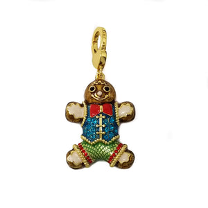 JAY Jay Strongwater "Jingle All the Way" Multicolor Enamel and Crystal-Accented Goldtone Gingerbread Man Charm
