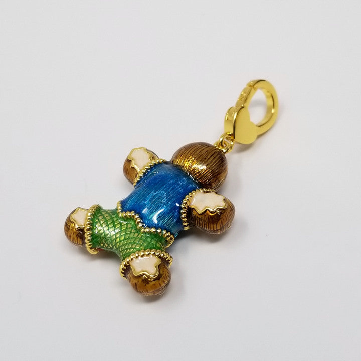 JAY Jay Strongwater "Jingle All the Way" Multicolor Enamel and Crystal-Accented Goldtone Gingerbread Man Charm