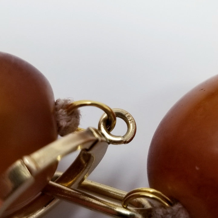 Vintage Amber Butterscotch Bakelite 19" Graduated Bead Necklace w/ 14K gold clasp