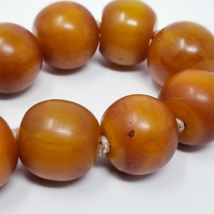 Vintage Amber Butterscotch Bakelite 19" Graduated Bead Necklace w/ 14K gold clasp