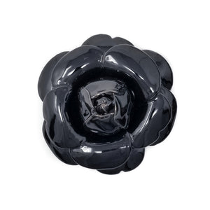 Oscar de la Renta Oversized Black Enamel Rose Brooch Pin