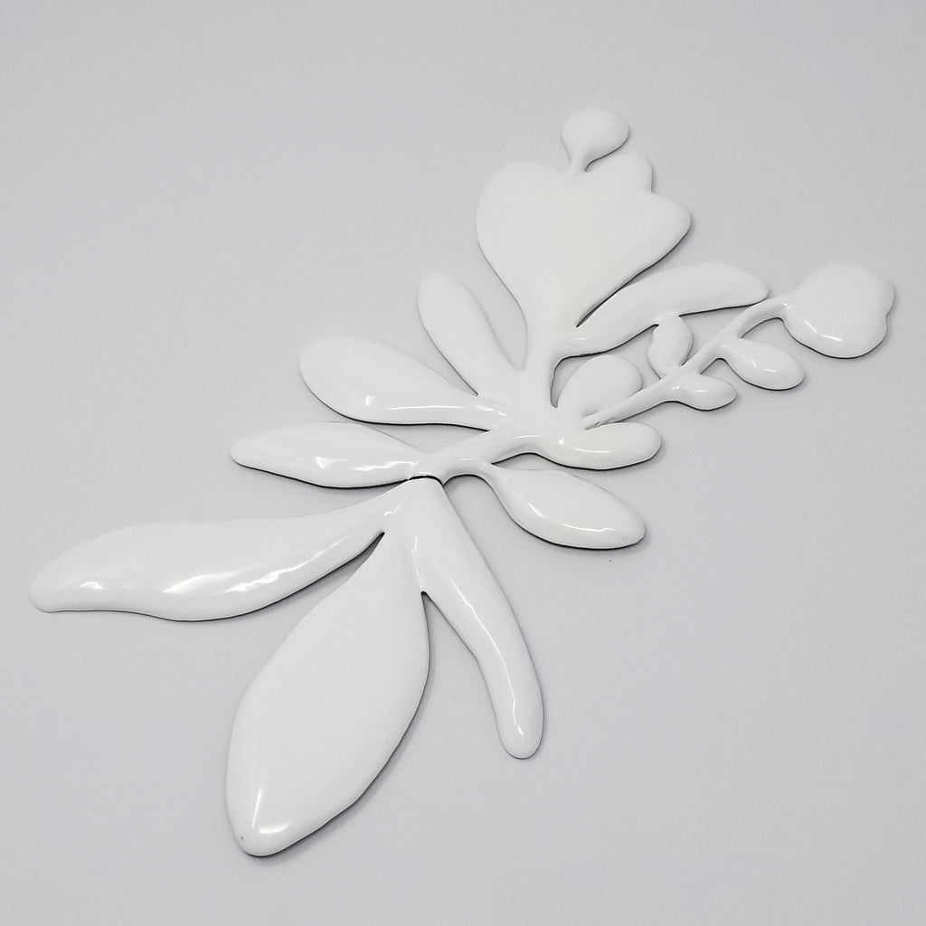 Oscar de la Renta Extra Large White Enamel Abstract Flower Statement Brooch