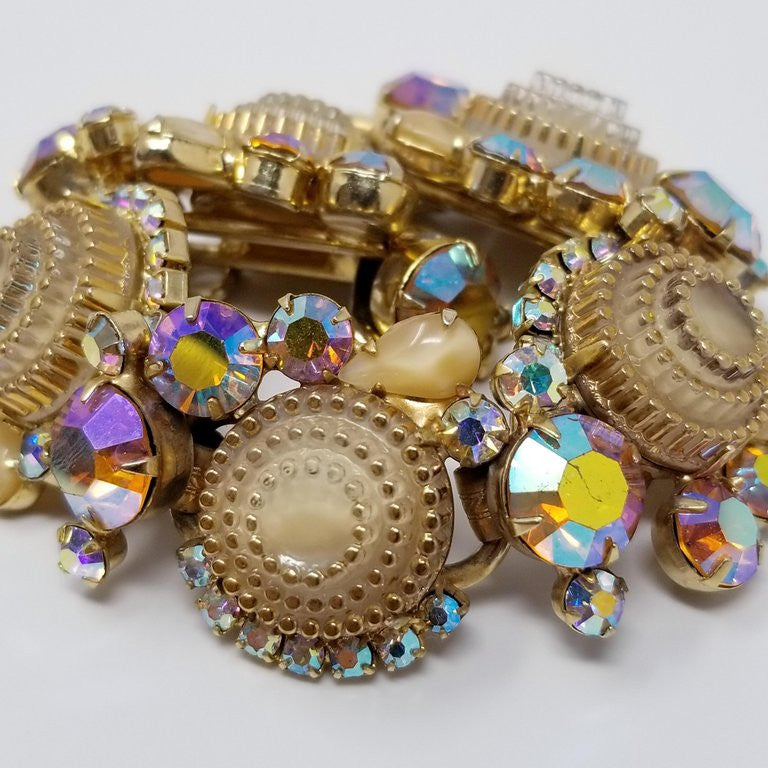 Juliana DeLizza & Elster Round Birthday Cake Demi Parure 1963 Biege & Gold