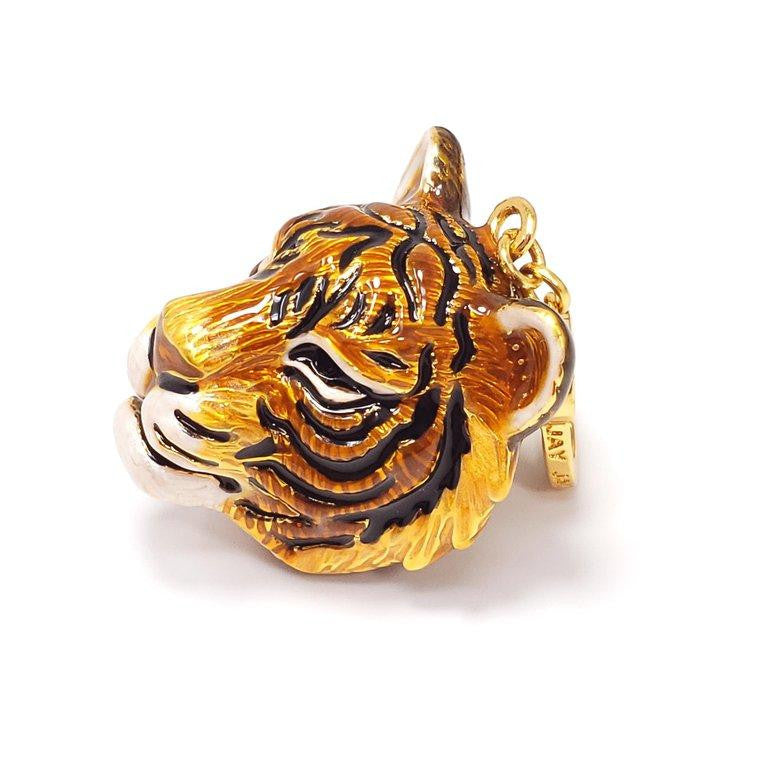 Jay Strongwater "Delightful" Enamel Tiger Head Charm in Gold