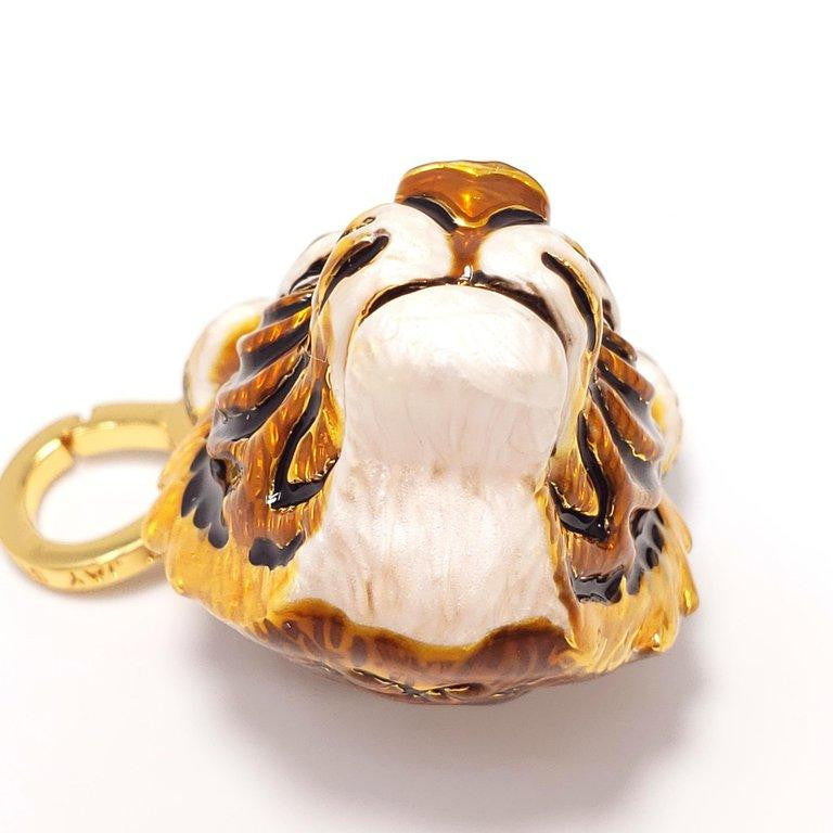 Jay Strongwater "Delightful" Enamel Tiger Head Charm in Gold