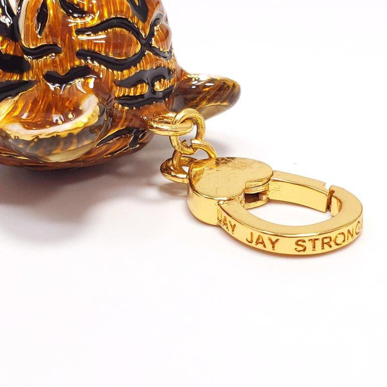 Jay Strongwater "Delightful" Enamel Tiger Head Charm in Gold