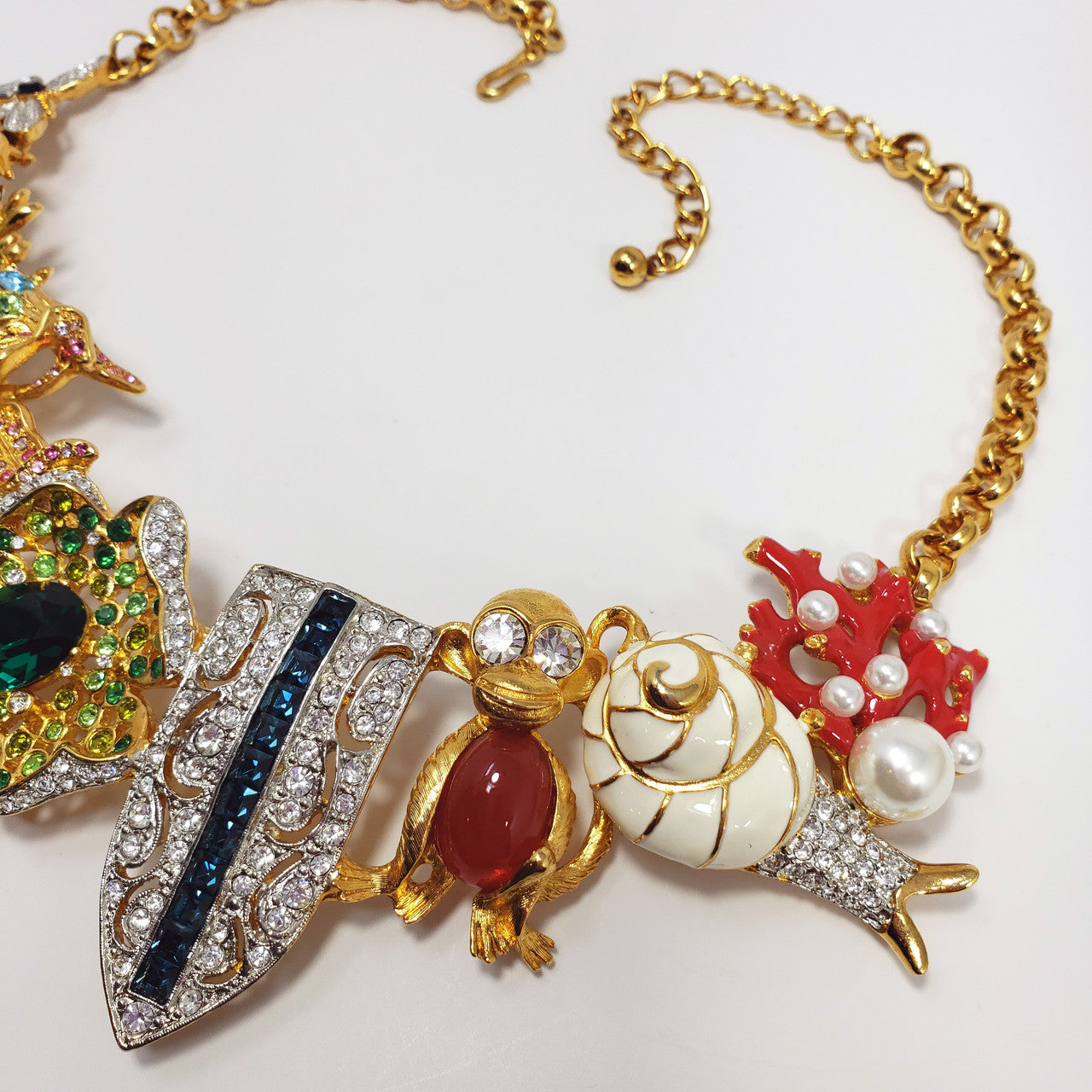 Kenneth Jay Lane Ornate Colorful Crystal Kaleidoscope Collar Necklace in Gold